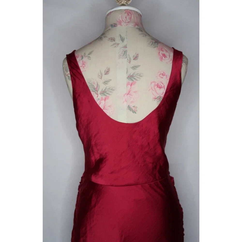 Abercrombie Fitch Satin Cowl Neck Maxi Satin Dress Ruched Slit M Classy NWT